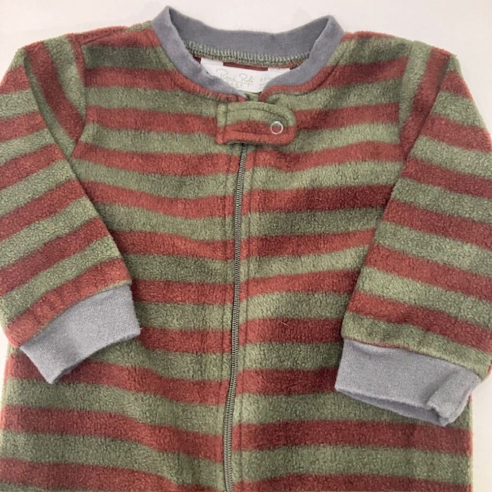 Rene Rofe Baby Sleeper 6-9 Months Green and Red striped